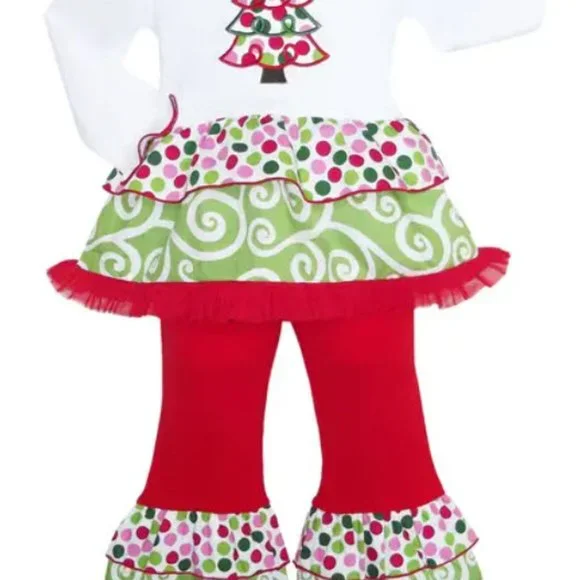 Swirl Christmas Tree Rumba Tunic & Ruffle Pants Set - Picture 8 of 10